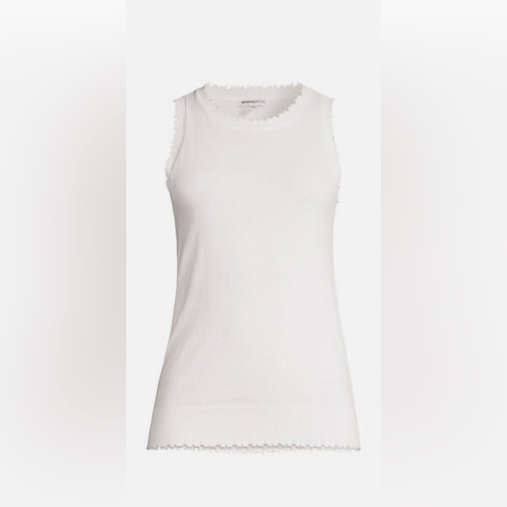 Minnie Rose Frayed Cotton-Blend Sweater Tank-Size S